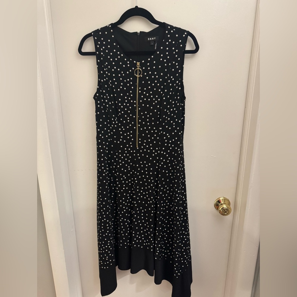Black Polka Dot Sleeveless Dress